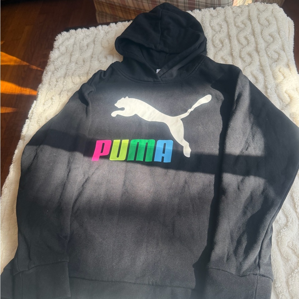 Puma Black Hoodie with Vibrant Logo
